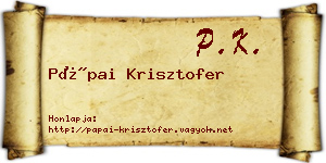 Pápai Krisztofer névjegykártya