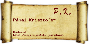 Pápai Krisztofer névjegykártya